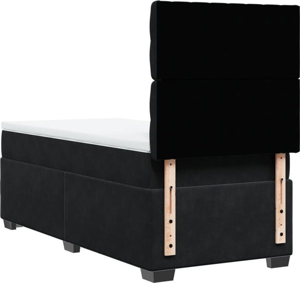 vidaXL Κρεβάτι Continental με στρώμα, μαύρο, βελούδο, 100x200 cm