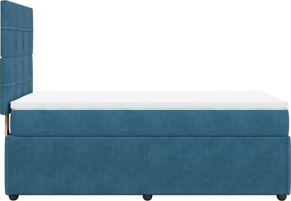 vidaXL Κρεβάτι kontynentalne με στρώμα, μπλε, βελούδο, 90x200 cm
