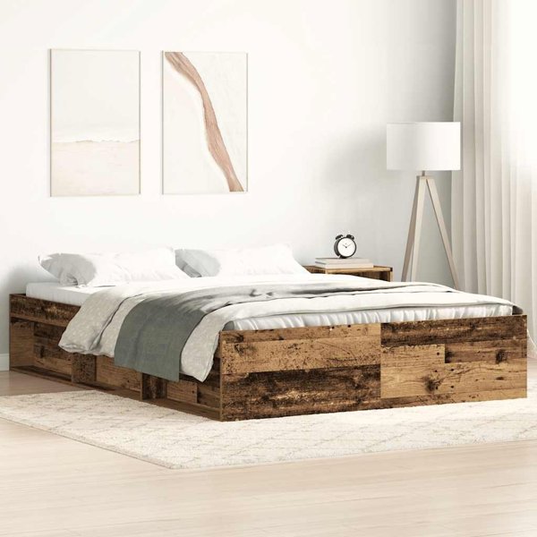 vidaXL Βάση Κρεβατιού από Παλαιωμένο Ξύλο 120x200cm, Χωρίς Στρώμα