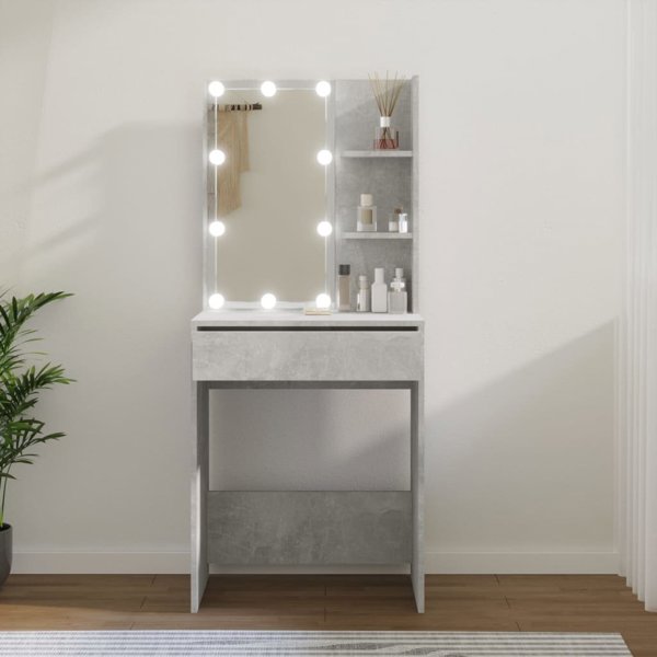 vidaXL Τουαλέτα με φωτισμό LED, σκουρόχρωμο γκρι, 60x40x140 εκ.