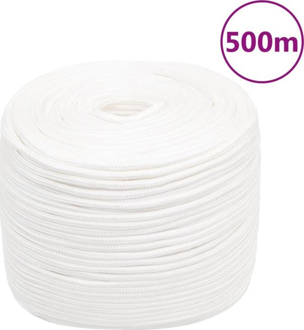 vidaXL Linka zeglarska, biala jednolita, 10 mm, 500 m, polipropylen