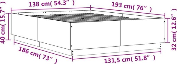 vidaXL Κορνίζα κρεβατιού, δρυς Sonoma, 135x190 εκ., υλικό ξυλοειδές