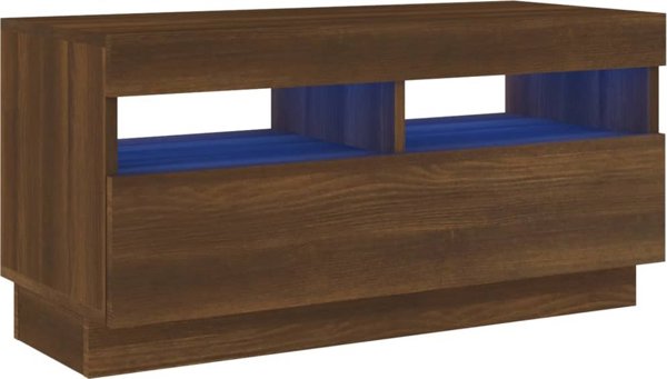 vidaXL Έπιπλο TV με φωτισμό LED, καφέ δρυς, 80x35x40 εκ