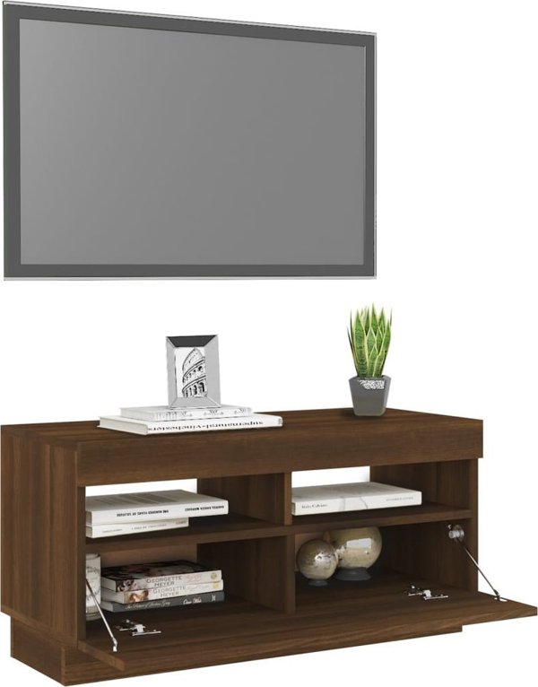 vidaXL Έπιπλο TV με φωτισμό LED, καφέ δρυς, 80x35x40 εκ
