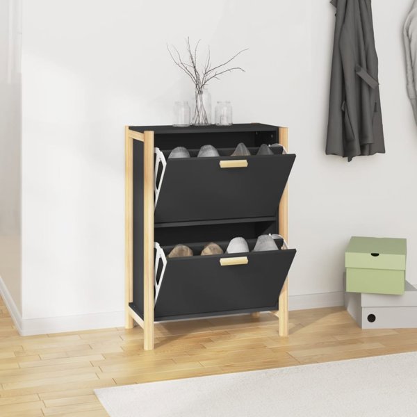 vidaXL Ντουλάπι για παπούτσια, μαύρο, 57,5x33x80 cm, σύνθετο ξύλο