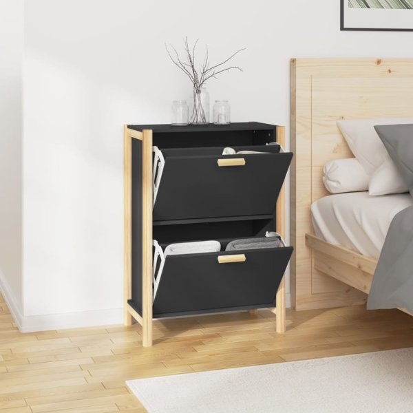 vidaXL Ντουλάπι για παπούτσια, μαύρο, 57,5x33x80 cm, σύνθετο ξύλο