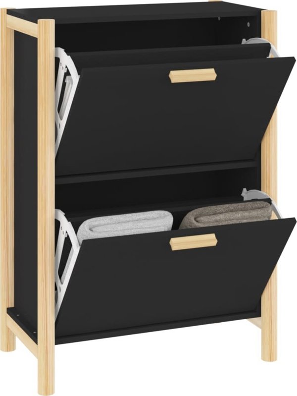 vidaXL Ντουλάπι για παπούτσια, μαύρο, 57,5x33x80 cm, σύνθετο ξύλο