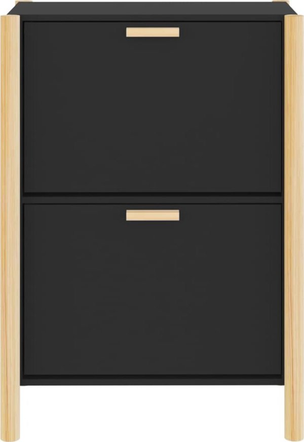 vidaXL Ντουλάπι για παπούτσια, μαύρο, 57,5x33x80 cm, σύνθετο ξύλο