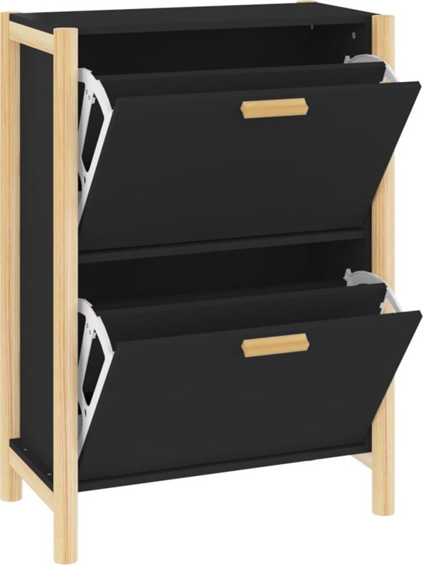 vidaXL Ντουλάπι για παπούτσια, μαύρο, 57,5x33x80 cm, σύνθετο ξύλο