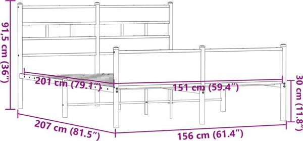 vidaXL Κρεβάτι χωρίς στρώμα, καφέ βελανιδιά, 150x200 εκ.