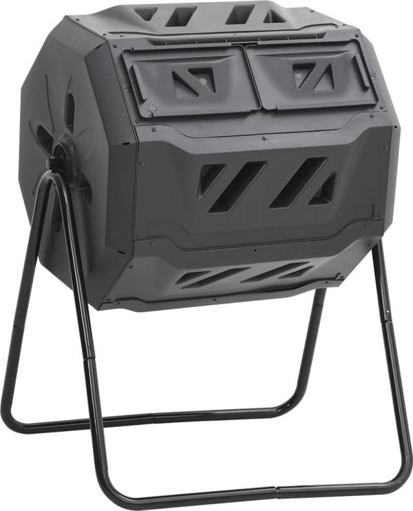 vidaXL Kompostownik do ogrodu, czarny, 73x64x95 cm, 160 L
