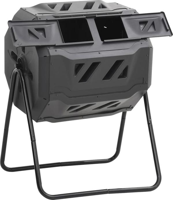 vidaXL Kompostownik do ogrodu, czarny, 73x64x95 cm, 160 L