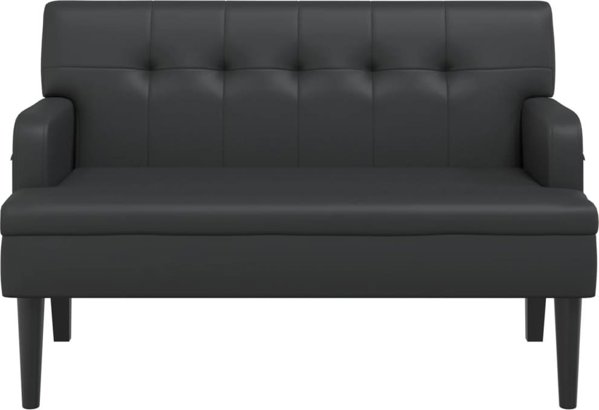 vidaXL πάγκος με πλάτη, μαύρος, 112x65,5x75 εκ., συνθετικό δέρμα