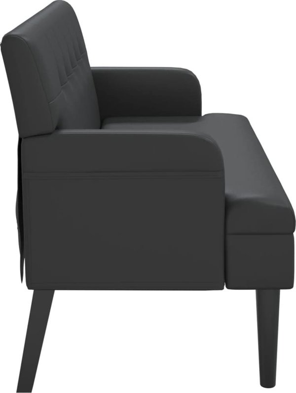 vidaXL πάγκος με πλάτη, μαύρος, 112x65,5x75 εκ., συνθετικό δέρμα