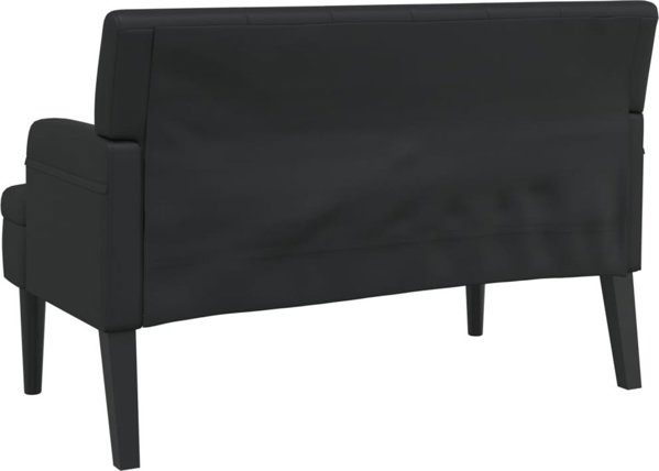 vidaXL πάγκος με πλάτη, μαύρος, 112x65,5x75 εκ., συνθετικό δέρμα