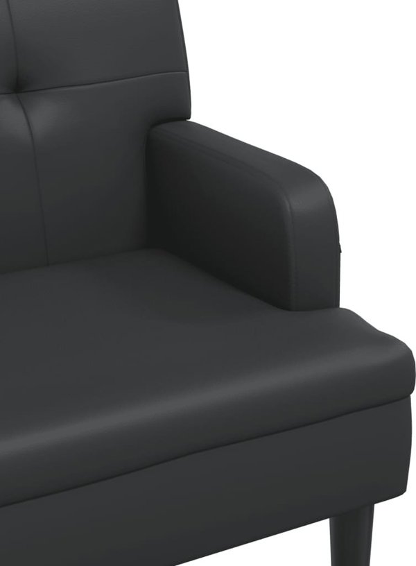 vidaXL πάγκος με πλάτη, μαύρος, 112x65,5x75 εκ., συνθετικό δέρμα