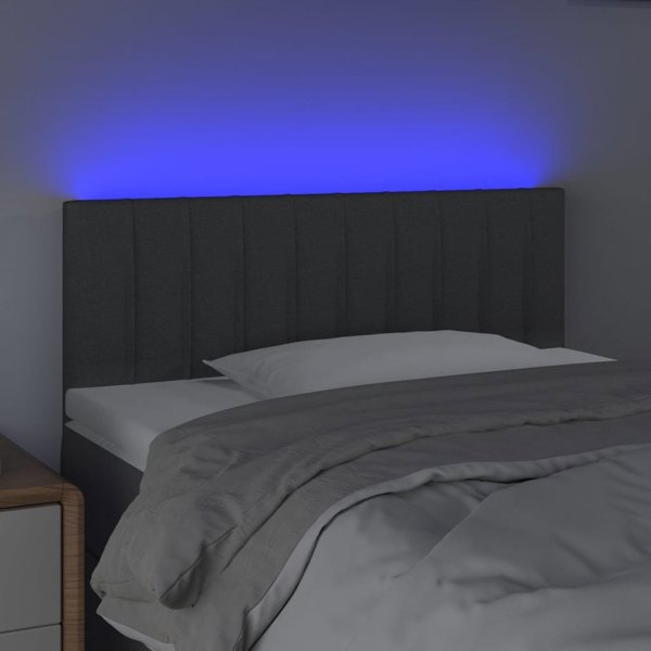 vidaXL Κεφαλάρι για κρεβάτι με LED, σκούρο γκρι, 90x5x78/88 cm, ύφασμα