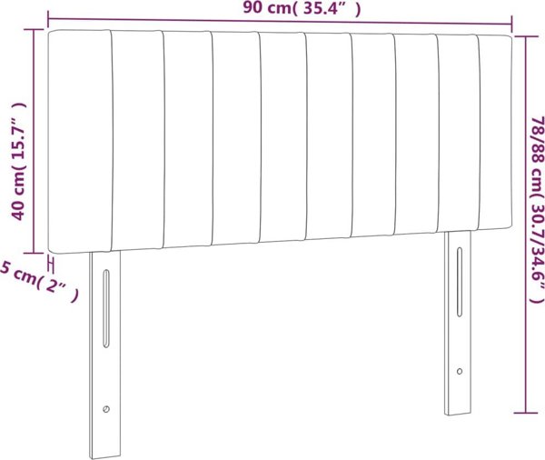vidaXL Κεφαλάρι για κρεβάτι με LED, σκούρο γκρι, 90x5x78/88 cm, ύφασμα