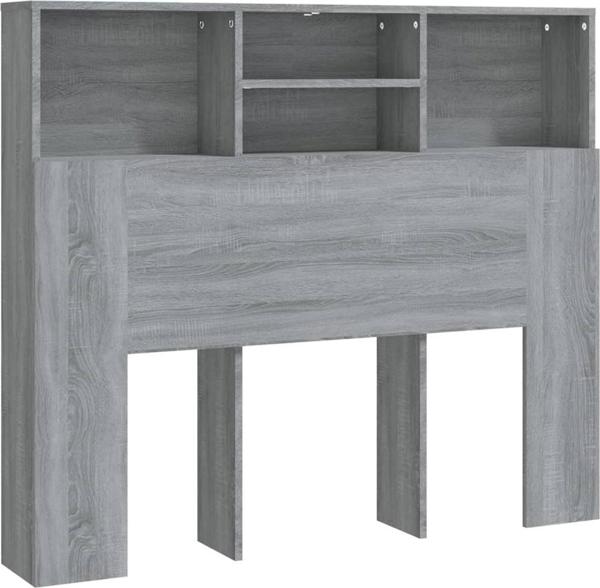 vidaXL Κεφαλάρι κρεβατιού με ράφια γκρι-καφέ Sonoma 120x19x103,5 cm