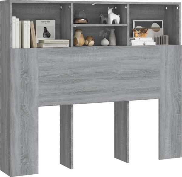 vidaXL Κεφαλάρι κρεβατιού με ράφια γκρι-καφέ Sonoma 120x19x103,5 cm