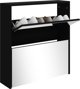 vidaXL vidaXL Szafka na buty z lustrem i 2 szufladami, czarna, 63x17x67 cm