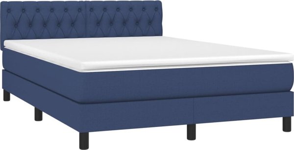 vidaXL Κοντινεντάλε κρεβάτι με στρώμα, μπλε, 140x190cm, ύφασμα