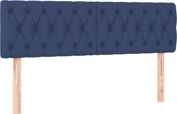 vidaXL Κοντινεντάλε κρεβάτι με στρώμα, μπλε, 140x190cm, ύφασμα