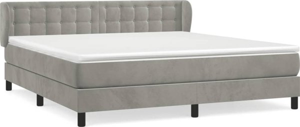 vidaXL Κρεβάτι Kontynentalne με Στρώμα, Ανοιχτό Γκρι, 160x200 cm, Βελούδο