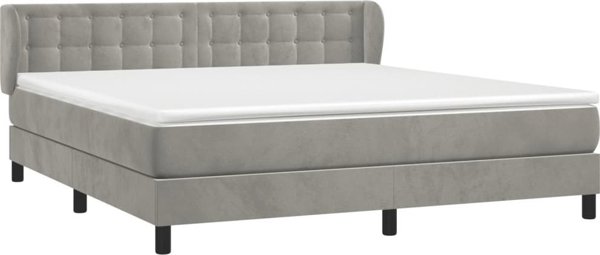 vidaXL Κρεβάτι Kontynentalne με Στρώμα, Ανοιχτό Γκρι, 160x200 cm, Βελούδο