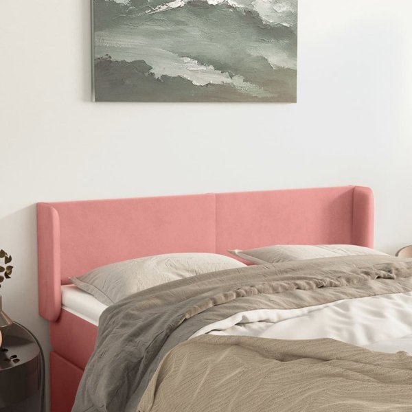 vidaXL Κεφαλάρι uszak 147x16x78/88 cm από βελούδο, ροζ
