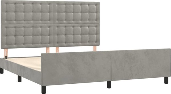 vidaXL Rama κρεβατιού με κεφαλάρι, ανοιχτό γκρι, 160x200 cm, βελούδινη