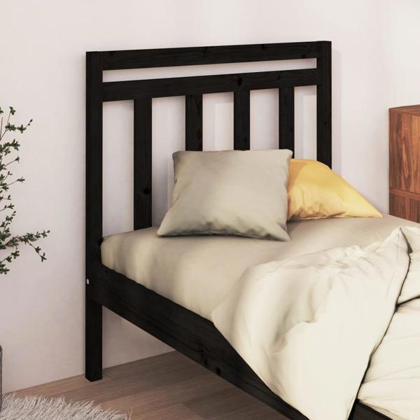 vidaXL Κεφαλάρι κρεβατιού, μαύρο, 81x4x100 εκ., συμπαγές πεύκο