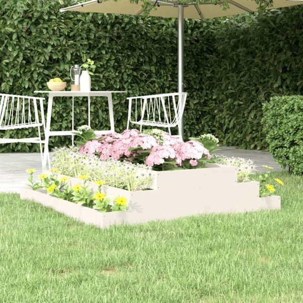 vidaXL Donica λευκή 110x110x27 cm από οξυά ξύλο