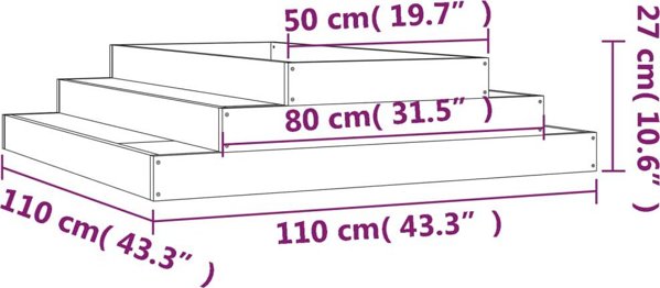 vidaXL Donica λευκή 110x110x27 cm από οξυά ξύλο
