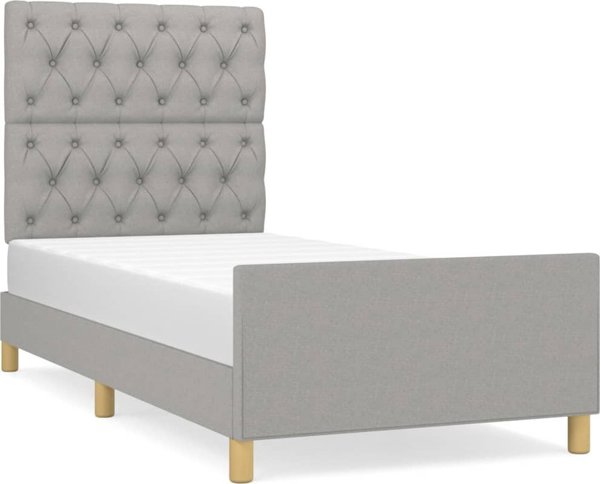 vidaXL Rama κρεβατιού με προσκέφαλο, γκρι, 80x200 cm, υφασμάτινη επένδυση