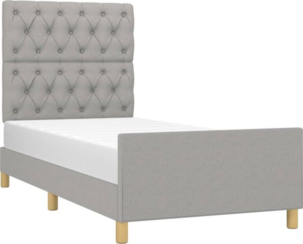 vidaXL Rama κρεβατιού με προσκέφαλο, γκρι, 80x200 cm, υφασμάτινη επένδυση