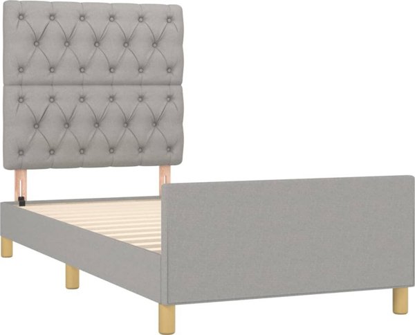 vidaXL Rama κρεβατιού με προσκέφαλο, γκρι, 80x200 cm, υφασμάτινη επένδυση