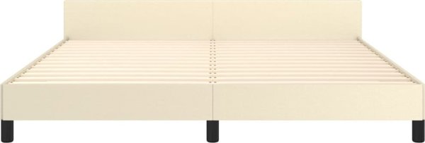 vidaXL Κρεβατοκάμαρα με κεφαλάρι, κρεμ, 160x200 εκ., τεχνόδερμα