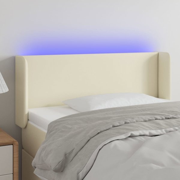 vidaXL Zaglowek do lozka z LED, kremowy, 103x16x78/88cm sztuczna skora