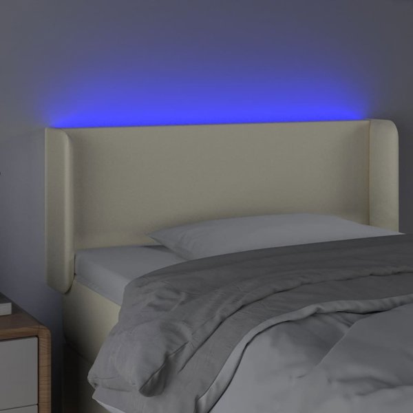 vidaXL Zaglowek do lozka z LED, kremowy, 103x16x78/88cm sztuczna skora