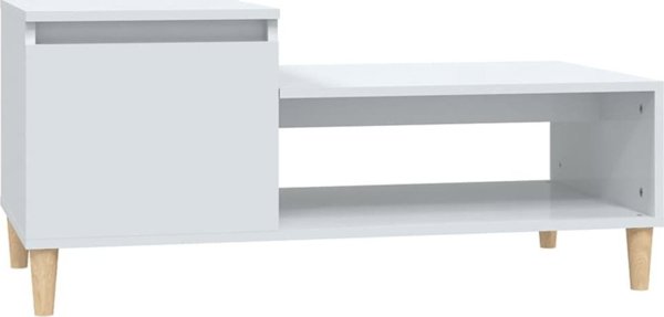 vidaXL Τραπεζάκι καφέ, λευκό υψηλής γυαλάδας, 100x50x45 cm
