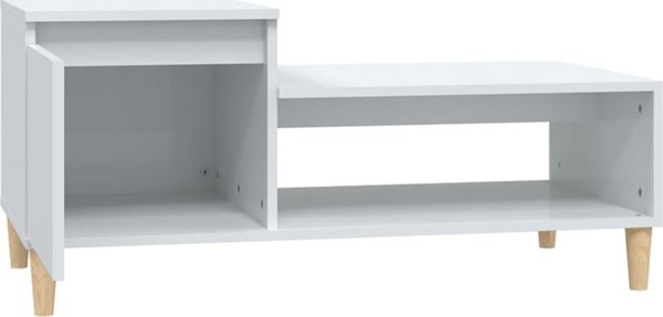 vidaXL Τραπεζάκι καφέ, λευκό υψηλής γυαλάδας, 100x50x45 cm