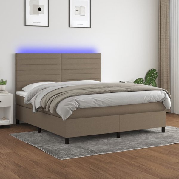 vidaXL Κρεβάτι Continental με Στρώμα, taupe, 160x200 cm, ύφασμα