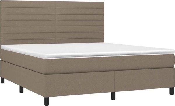 vidaXL Κρεβάτι Continental με Στρώμα, taupe, 160x200 cm, ύφασμα