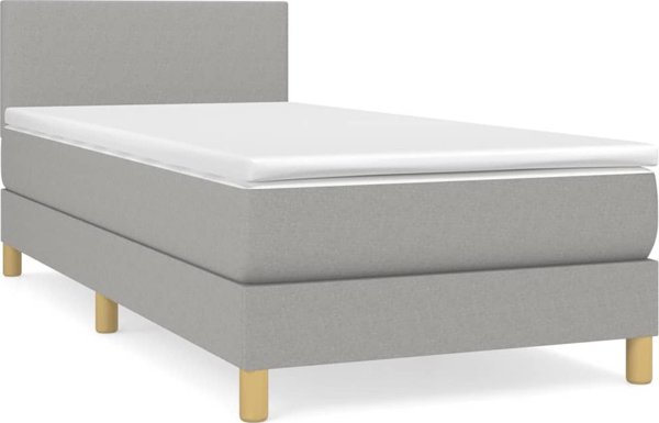vidaXL Λύκο Kontynentalne με Στρώμα, Ανοιχτό Γκρι Ύφασμα, 100x200 εκ.