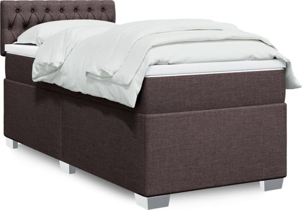 vidaXL Κρεβάτι kontynentalne με στρώμα, καφέ, ύφασμα, 100x200 cm