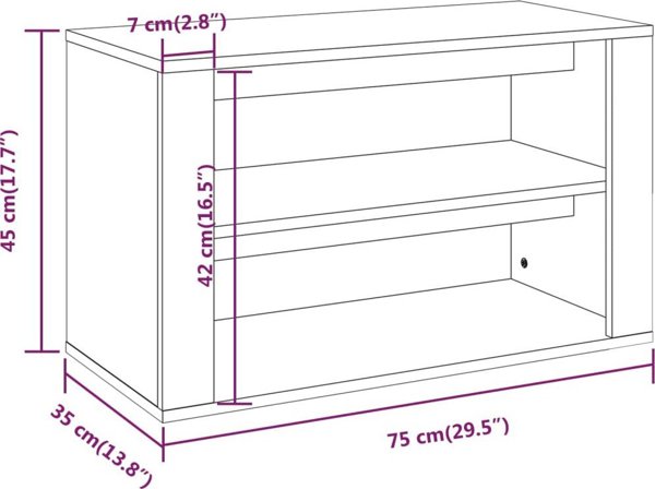 vidaXL Ντουλάπι για παπούτσια, αντικέ δρυς σονόμα, 75x35x45 cm