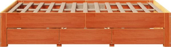 vidaXL Rama lozka z szufladami bez materaca woskowy braz 135x190 cm