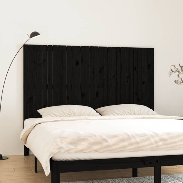 vidaXL Κεφαλάρι κρεβατιού, μαύρο, 185x3x110 εκ, από μασίφ πεύκο