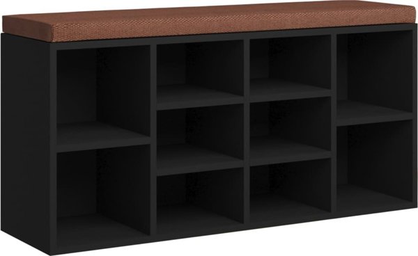 vidaXL Πάγκος με χώρο για παπούτσια, μαύρος, 103x30x48 cm
